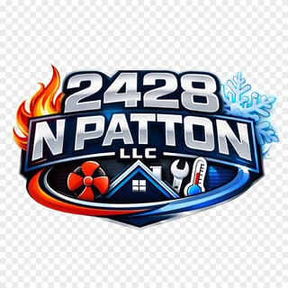 2428 N Patton LLC logo featuring flame and snowflake icons with HVAC service symbols